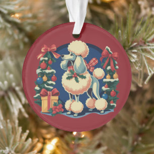 Ornamento Poodle de Natal Retro Vintage dos anos 50 Cachorro