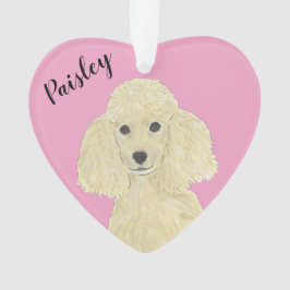 Ornamento Poodle de Ouro Loura-Rosa Personalizada