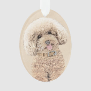 Ornamento Poodle Miniature Toy Apricot Cream Brown Dog Art