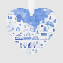 Ornamento por Aquarela da Grécia Santorini