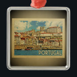 Ornamento por Viagens vintage em Portugal<br><div class="desc">Um ornamento legal estilo vintage em Portugal,  com uma bela cena oceânica da Madeira.</div>