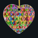 Ornamento porcelana do arco-íris<br><div class="desc">O sinal de paz do arco-íris é o ornamento porcelana para lembrá-lo dos anos 60.</div>