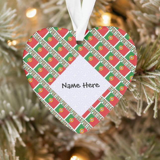 Ornamento Portugal Portuguese Flag Tiled Personalized (Árvore)