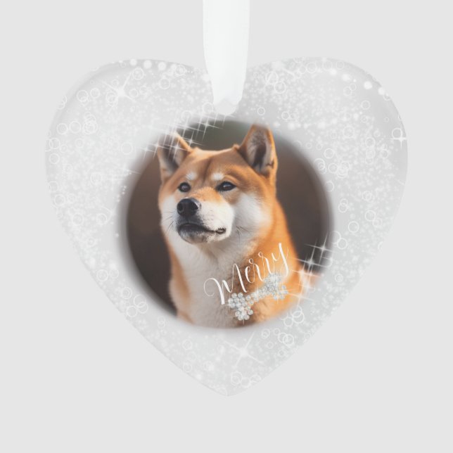 Ornamento Prata de Natal Pet Dog (Frente)