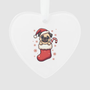 Ornamento Prazer de Pug de Natal