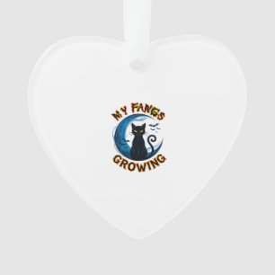 Ornamento Presas Crescentes Halloween Gato Preto Morcegos Lu