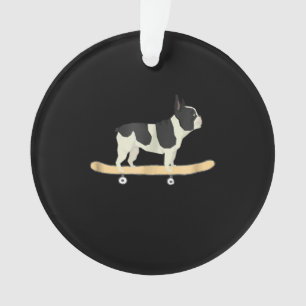 Ornamento presente de cachorrinho francês de skate engraça
