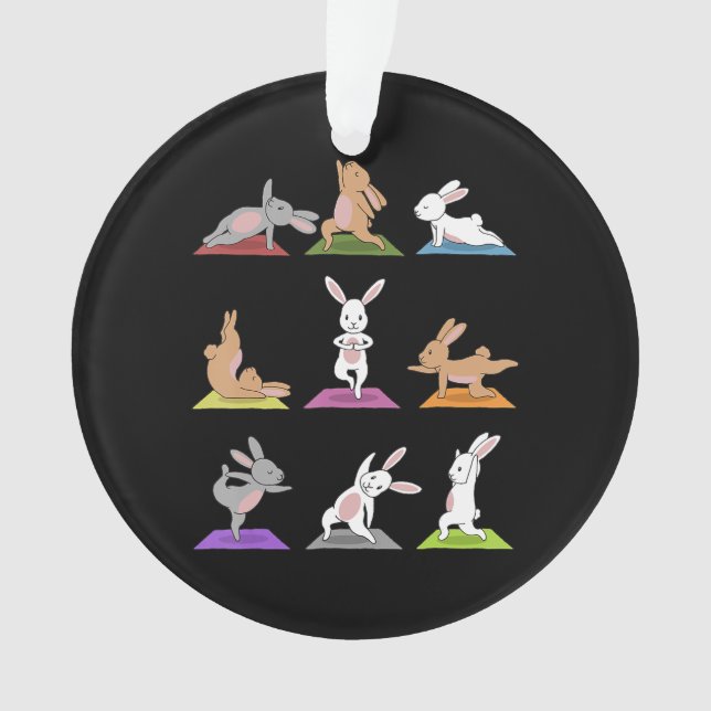 Ornamento Presente de coelho| Bunny Yoga Em Yoga Poses (Frente)