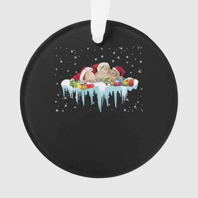Ornamento Presente de coelho| Natal Muito Bonito Para Três C (Frente)
