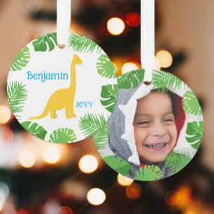 Ornamento Presente de Natal com Foto do Dinossauro Brontossa