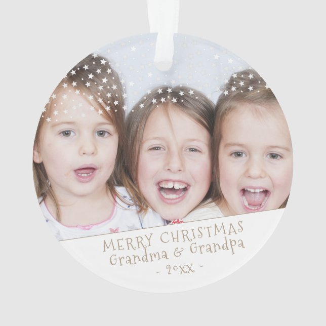 Ornamento Presente de Natal com Foto dos Avós (Verso)