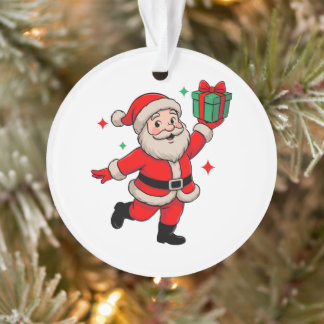 Ornamento Presente de Natal do Papai Noel Vintage Xmas Festa