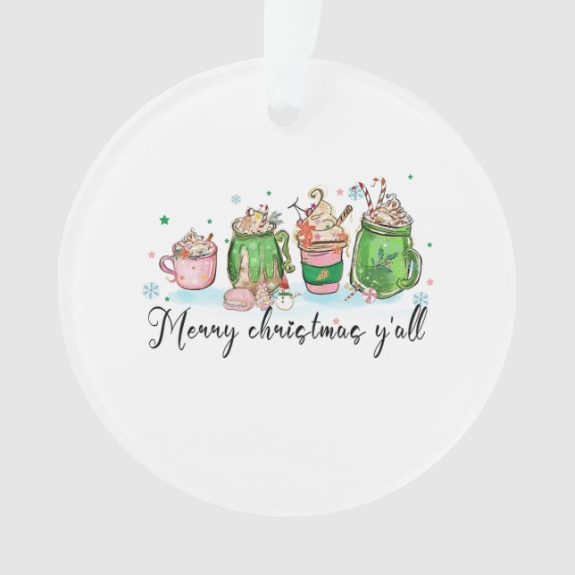 Ornamento Presente de Natal Feliz Natal Yall (Frente)