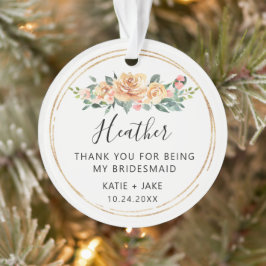 Ornamento Presente de Natal Floral Bridesmaid | Bridesmaid