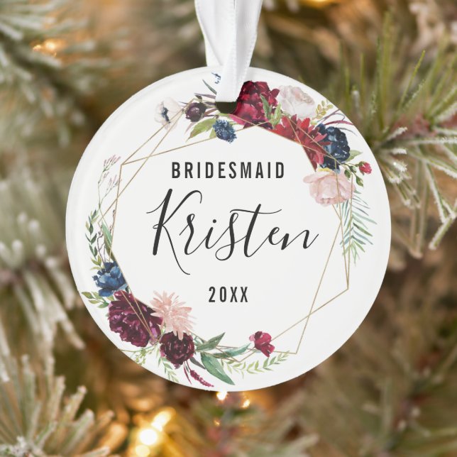Ornamento Presente de Natal para Bridesmaid | Bridesman (Árvore)