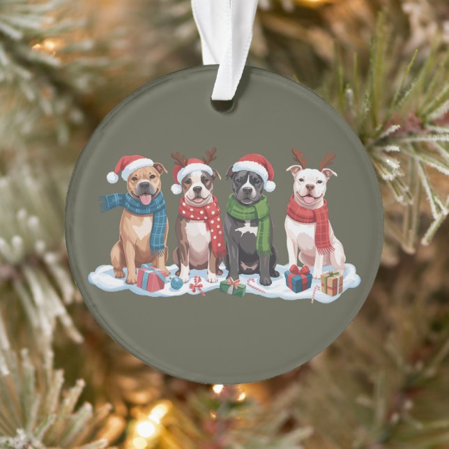 Ornamento Presente de Natal para Dono de Pitbull Festa de Na (Árvore)