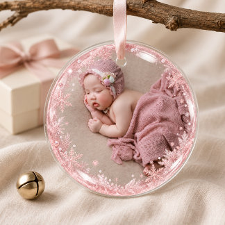 Ornamento Presente de Natal para Novos Pais Floco de Neve Na