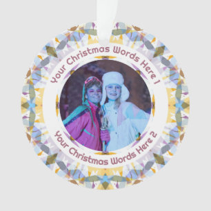 Ornamento Presente de Natal Personalizado Amarelo Roxo com F