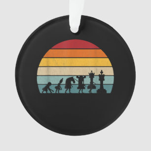 Ornamento Presente De Vintagem Da Evolução Do Xadrez Para Um