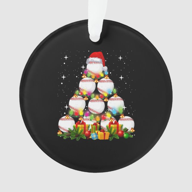 Ornamento Presente do jogador de beisebol da Árvore de Natal (Frente)