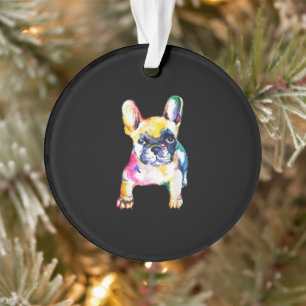 Ornamento Presente Francês para Bulldog Original Watercolor