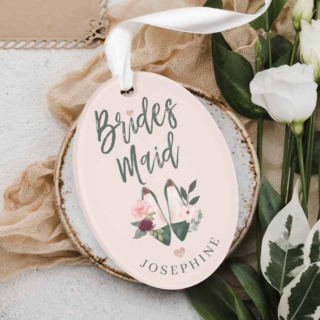 Ornamento Presente para Bridesmaid | Alto Nível de Nome e Me (Gift for Bridesmaid | Name & Message High Heels Ornament)