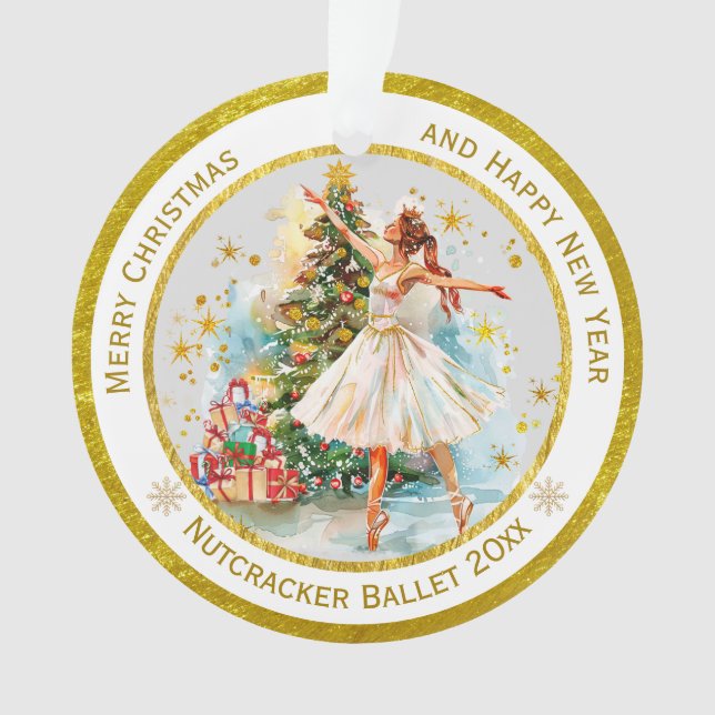 Ornamento Presépio de Natal Personalizado Ballet - Presente (Frente)