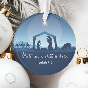 Ornamento Presépio Religioso Versículo da Bíblia Natal