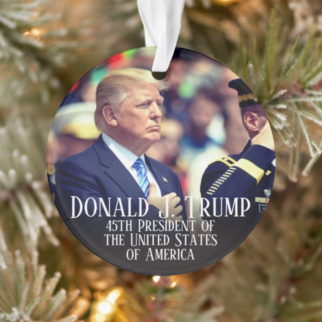 Ornamento Presidente Donald Trump Foto Keepsak (Árvore)