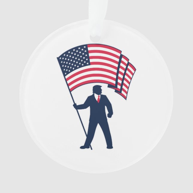 Ornamento Presidente Trump Bearing Bandeira dos EUA (Frente)