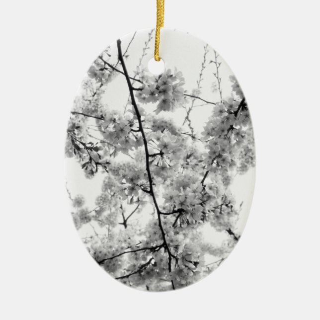 Ornamento Preto e Branco 'Cherry Blossoms' (Frente)