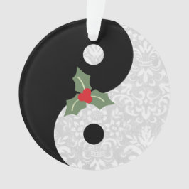 Ornamento Preto e Branco Lace Yin Yang com Mistletoe