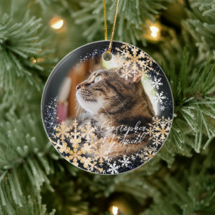 Ornamento Preto Fotográfico com Lâmpadas de Neve G