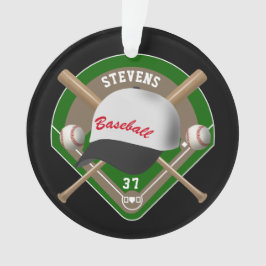 Ornamento Preto| Número do Jogador Diamante Branco Baseball