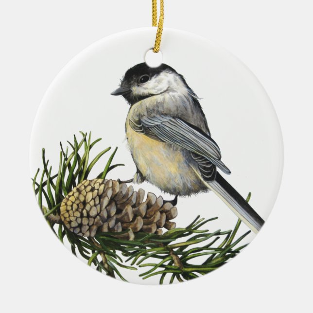 Ornamento Preto-Tampado do Chickadee (Frente)