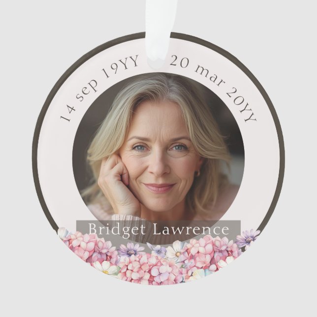 Ornamento Pretty Pink Hydrangea Remembrance Memorial (Frente)