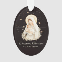 Priest Christmas Blessings Madonna Child Black