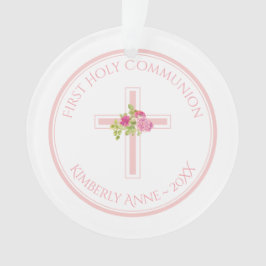 Ornamento Primeira Comunhão Rosa Rosa Rosa Rosas Monograma N