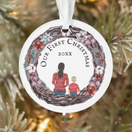 Ornamento Primeira foto de bebê solteiro de Natal