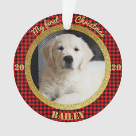 Ornamento Primeira foto de Natal de Puppy