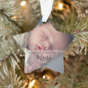 Ornamento Primeiras fotos de Natal do bebê Star Holiday 