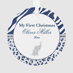 Ornamento Primeiro elefante recém-nascido do azul dos