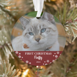 Ornamento Primeiro gato de Natal, flocos de neve.