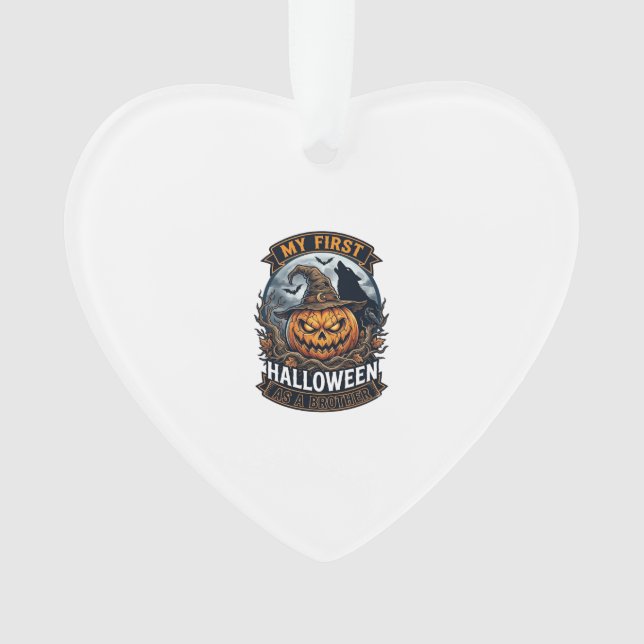 Ornamento Primeiro Halloween como Irmão Pumpkin Wolf Moon_1 (Frente)