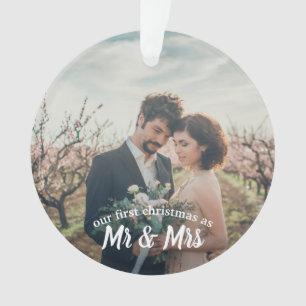 Ornamento Primeiro Natal casado como o Sr. e a Sra. foto de