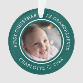 Ornamento Primeiro Natal Como Avós 2 Foto Verde