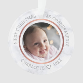 Ornamento Primeiro Natal como Avós Foto Mármore