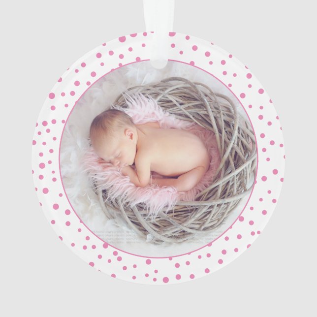 Ornamento Primeiro Natal como carro de avós e foto rosa (Verso)