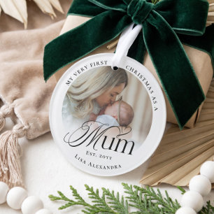 Ornamento Primeiro Natal como Mãe Foto Personalizada do Bebê