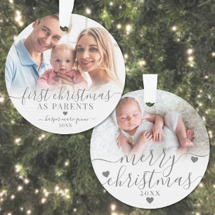 Ornamento Primeiro Natal Como Pais Novo Bebê 2 Foto